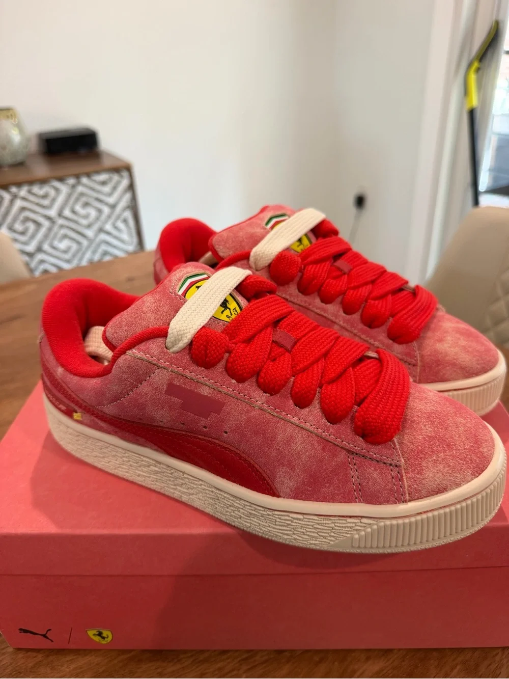 Puma Ferrari Suede XL Junior US 6 Red and Pink Sneakers